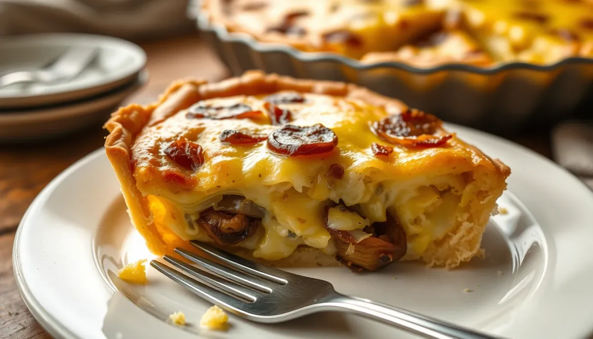 Variante de quiche lorraine avec fromage et oignons