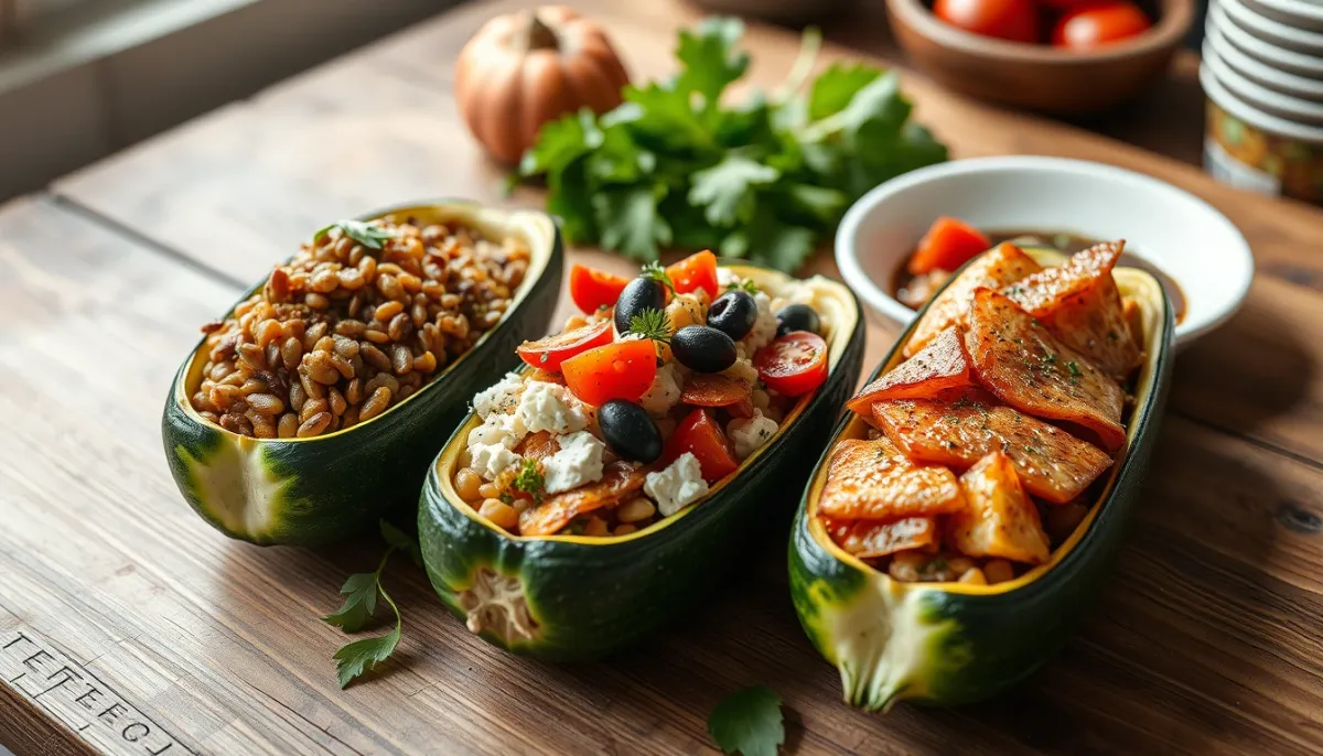 Trois variantes de farces pour courgettes farcies : végétarienne, méditerranéenne et au poisson