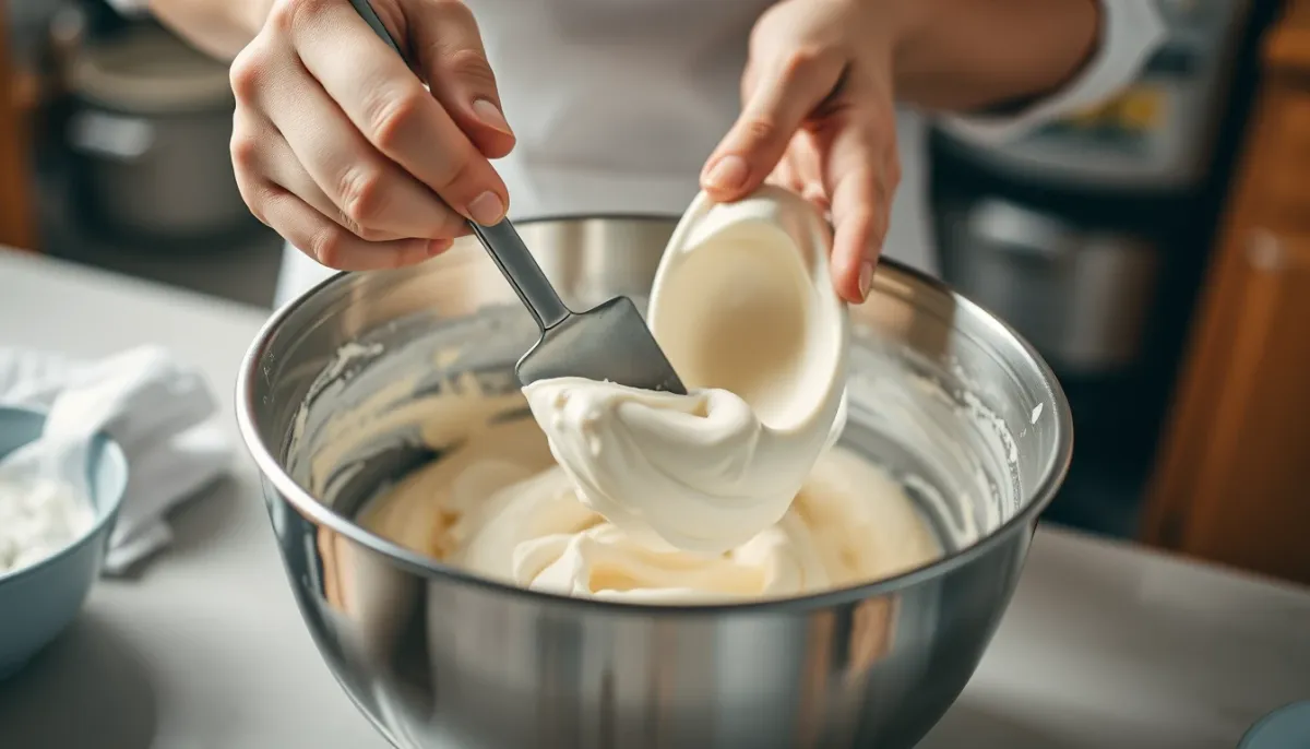 Incorporation délicate des blancs en neige à la pâte à gâteau de Savoie à la spatule