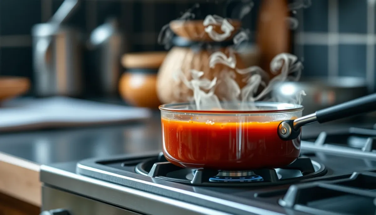 Sauce au poivre en train de mijoter dans une casserole